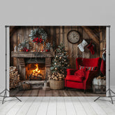 Lofaris Aus Holz Braun Kamin Warm Weihnachten Szene Hintergrund